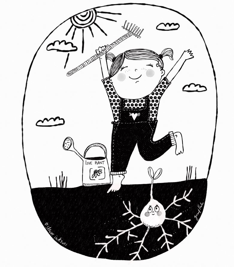 Kikka e il suo amore per le piante (sprout,&nbsp;inktober)